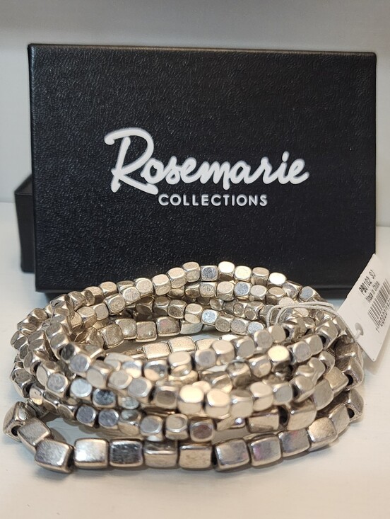 Rosemarie Collections Jewelry - Rosemarie Collections Chunky Nugget Multi-Strand Bracelet Beads- Silver Tone
